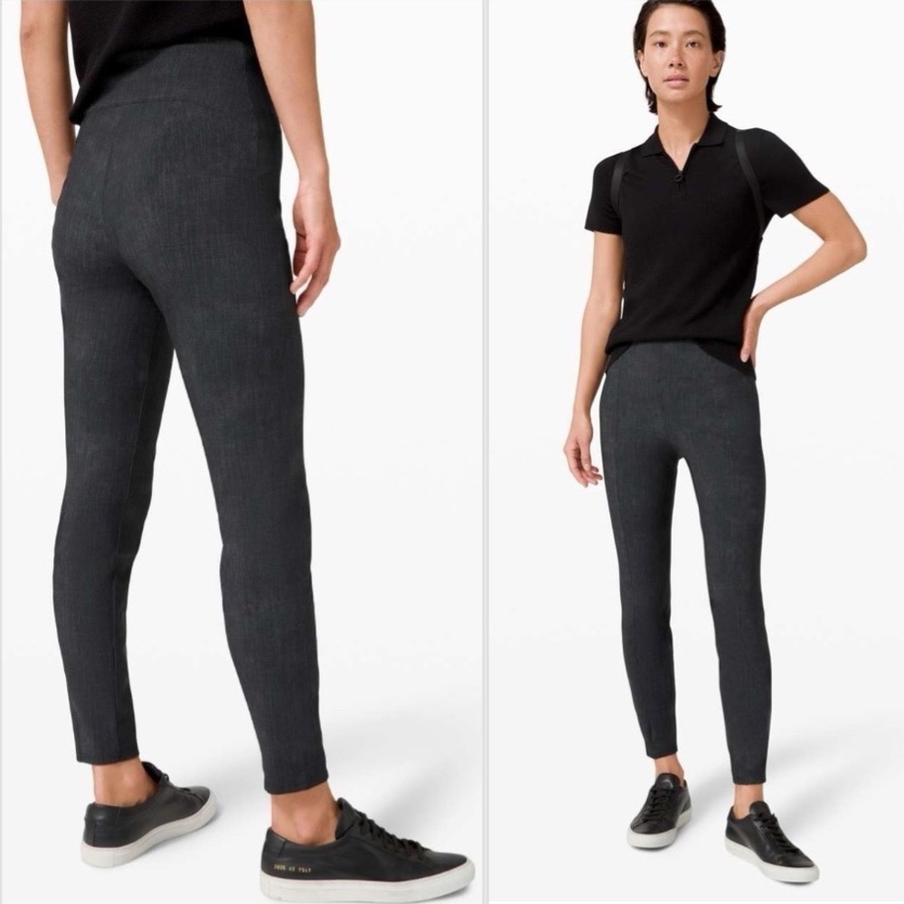 Lululemon Pants Leggings 7/8 Here to There Casual Black Grey Slim Size 8 Medium